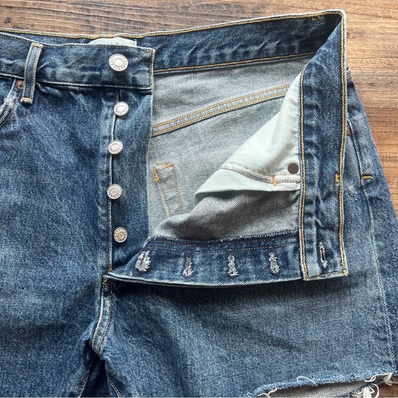 Agolde Womens Reese Blue Denim Cut Off Shorts Button Fly 100% Cotton Size 31 - Picture 6 of 10